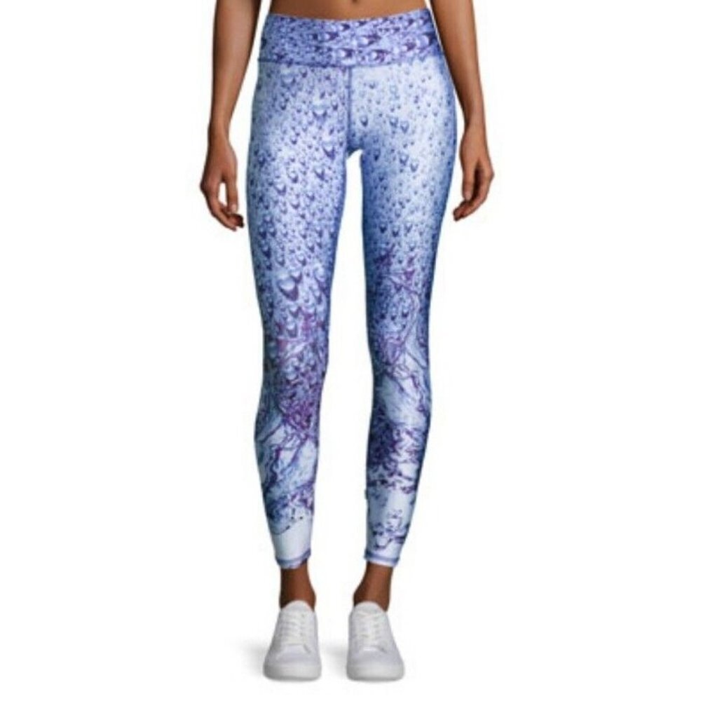 Terez Women's Blue And White Glitter Leggings Size Small